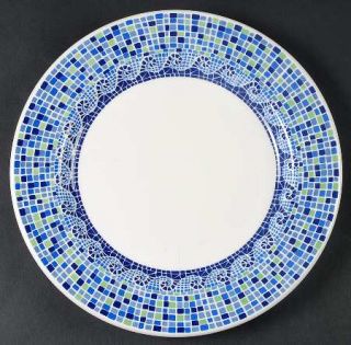 Pier 1 Summerlin Dinner Plate, Fine China Dinnerware   Blue&Green Mosaic Design,
