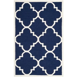 Safavieh Handwoven Moroccan Dhurrie Geometric pattern Navy Wool Rug (6 X 9)