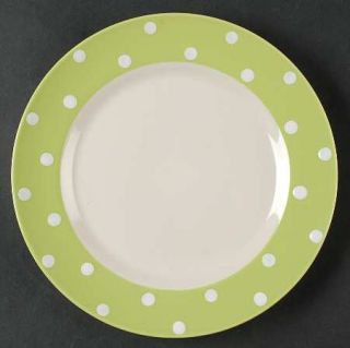 Spode Baking Days Green Luncheon Plate, Fine China Dinnerware   Green Rim,White