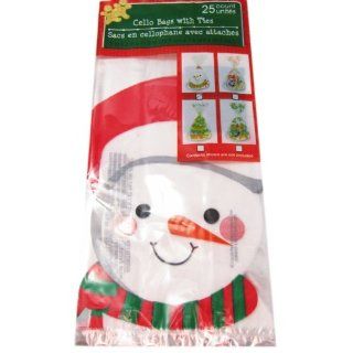 25pcs Clear Snow Man Flat Cello/Cellophane/Loot Treat Bag 11.5 x 5 inch Gift Basket Supplies" Kitchen & Dining