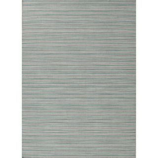 Handmade Flat Weave Stripe Pattern Blue Casual Rug (5 X 8)