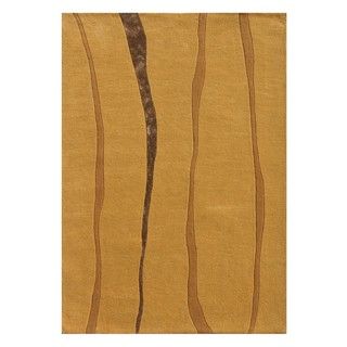 Hand knotted Gold Abstract Pattern Wool Rug (5 X 7)