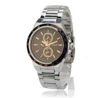 Watch CURREN Round Dial Metal Band Japan Movt Watch with Water Resistance and Stainless Steel Back Brown Watches
