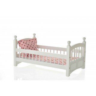 Doll Single Bed (Windsor Style) with Peach Linens Toys & Games