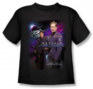 Star Trek Captain Archer Juvenile Black T Shirt CBS564 KT Clothing