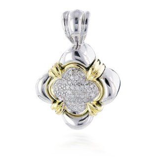 18K & Sterling Silver Square Diamond Charm Jewelry