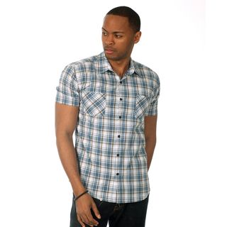 Something Strong Something Strong Mens Plaid Short Sleeve Slim Fit Shirt Blue Size S
