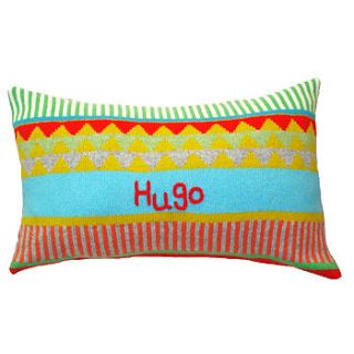 personalised knitted child's 'circus' cushion by gabrielle vary knitwear