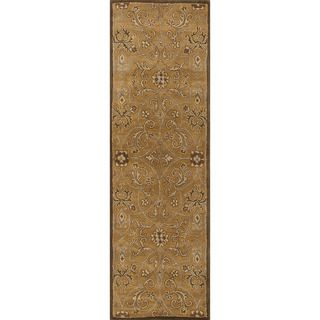 Hand tufted Transitional Tone on tone Pattern Yellow Rug (26 X 8)