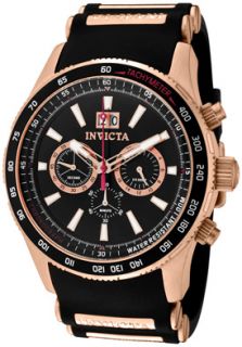 Invicta 1238  Watches,Mens Aviator Chronograph Black Dial Black Polyurethane, Chronograph Invicta Quartz Watches