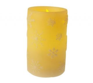 Flameless 6 Flickering Candle with Wax Embossed Snowflakes —