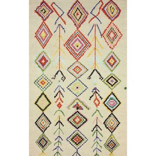 Nuloom Contemporary Hand Tufted Wool Moroccan Triangle Beige Rug (7 6 X 9 6)
