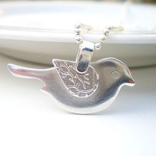 tiny sprig leaf silver bird by ali bali jewellery