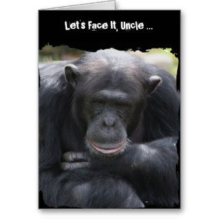 Birthday, Uncle, no stud humor, sad ape Cards
