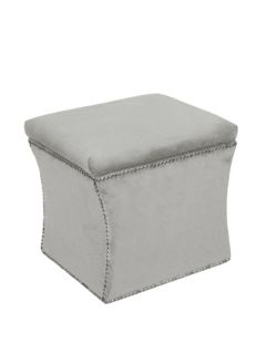 Nail Button Storage Ottoman in Velvet Light Grey by Platinum Collection by SF Designs