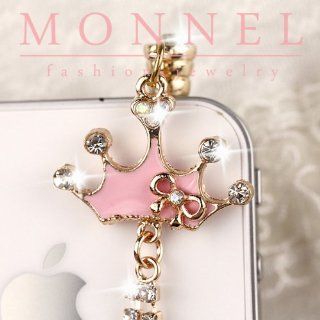 Ip572 Pink Princess Crown Anti Dust Plug Cover Charm for Iphone Android 3.5mm Cell Phones & Accessories