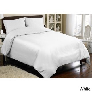 Veratex Grand Luxe Egyptian Cotton Sateen 300 Thread Count 3 piece Mini Duvet Cover Set White Size Full