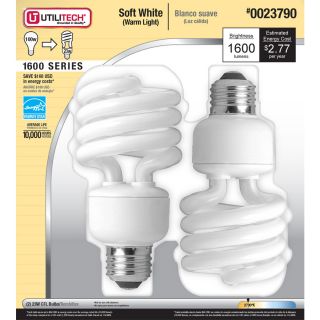 Utilitech 2 Pack 23 Watt (100W Equivalent) Spiral Soft White Outdoor CFL Bulb ENERGY STAR