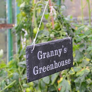 engraved slate 'granny's garden' sign by winning works