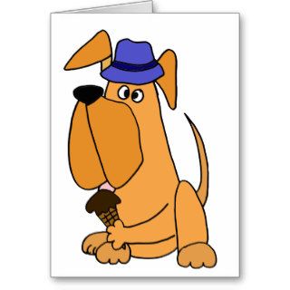 English Mastiff Dog Eating Ice Cream Cone Cartoon Cards