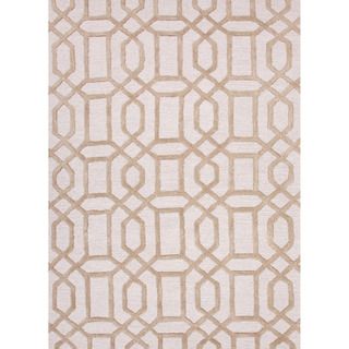 Hand tufted Contemporary Geometric Trellis Pattern Brown Rug (5 X 8)