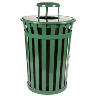 Witt Oakley Slatted Metal Waste Receptacle with Rain Cap M5001 RC Finish Green