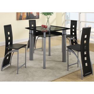 Poundex Orsha 5 piece Counter Height Dining Set In Metal And Glass Black Size 5 Piece Sets
