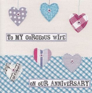 'to my gorgeous wife on our anniversary' card by the writing bureau