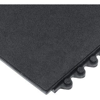 Wearwell Natural Rubber 570 24/Seven Anti Fatigue Grease Resistant Solid Mat, for Dry Areas, 3' Width x 3' Length x 5/8" Thickness, Black Floor Matting