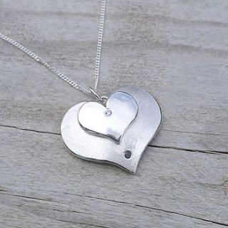 double heart pendant with diamonds by lilia nash jewellery