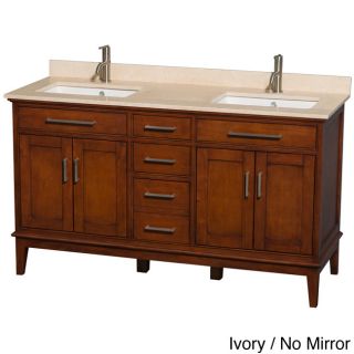 Wyndham Collection Hatton 1 hole Faucet Light Chestnut 60 inch Double Vanity Brown Size Double Vanities