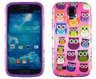 DandyCase 2in1 Hybrid High Impact Hard Colorful Owl Pattern + Purple Silicone Case Cover For Samsung Galaxy S4 i9500 + DandyCase Screen Cleaner Cell Phones & Accessories