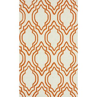 Nuloom Handmade Modern Trellis Orange Wool Rug (5 X 8)