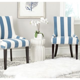 Safavieh Lester Blue/white Stripe Polyester Blend Dining Chair (set Of 2)
