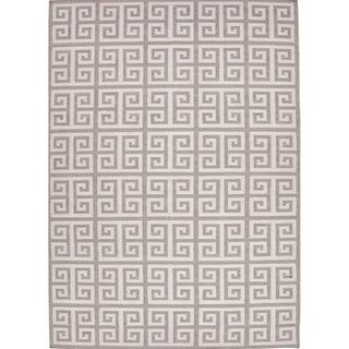 Handmade Flat Weave Geometric Pattern Grey/ Black Rug (5 X 8)