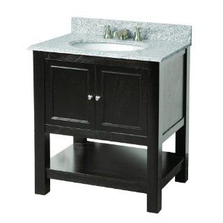 Foremost GAEA3022DRGT Gazette 31 Inch Vanity with Granite Top, Rushmore Grey   Bathroom Vanities  