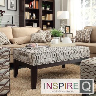 Inspire Q Ashland 42 inchmocha Honeycomb Upholstered Cocktail Ottoman