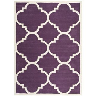 Handmade Moroccan Purple Wool Rectangular Rug (4 X 6)