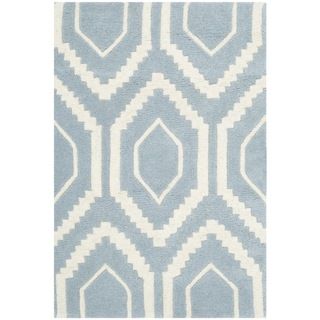 Handmade Moroccan Blue Wool Rug With Cotton Canvas Backing (2 X 3)