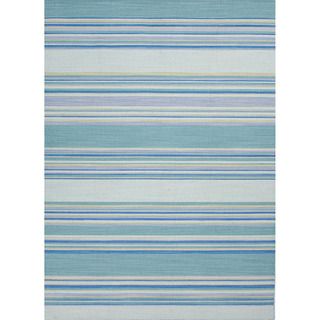 Handmade Flat Weave Stripe Pattern Reversible Blue Rug (4 X 6)
