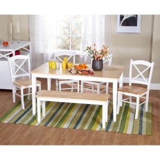 Tms Tiffany 6 piece Dining Set With Bench White Size 6 Piece Sets
