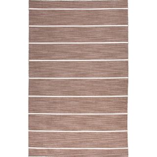 Handmade Flat weave Stripe Pattern Brown Area Rug (9 X 12)