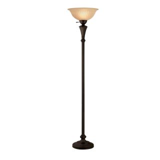 Portfolio 71 in 3 Way Switch Bronze Torchiere Indoor Floor Lamp with Glass Shade