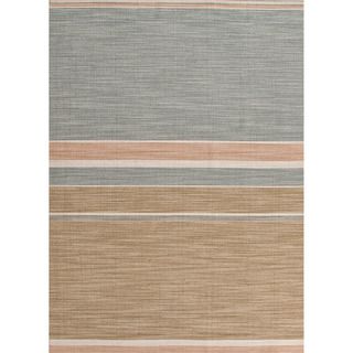 Durable Handmade Flat weave Stripe pattern Green Rug (2 X 3)