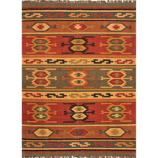 Handmade Flatweave Tribal Pattern Multi colored Rug (8 X 10)