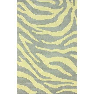 Nuloom Handmade Modern Zebra Yellow/ Grey Wool Rug (76 X 96)