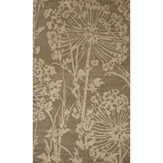 Hand knotted Gold/ Yellow Floral Pattern Wool Rug (5 X 8)