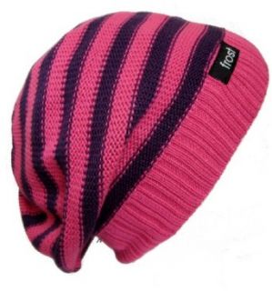 Frost Hats M 147W Slouchy Spring Beanie Striped Oversized Beret (Navy Blue)