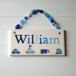 personalised name plaques for boys by sparkle ceramics