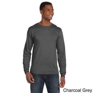 Anvil Anvil Mens Ringspun Long Sleeve T shirt Grey Size XXL